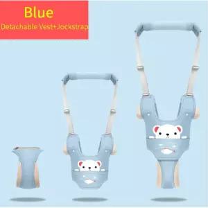 유아 아기 산책 하네스 어린이 배낭 가죽 끈 보조 학습 안전 고삐 워커 Blue (Prin... 1개