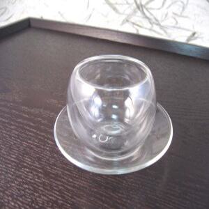유리 2중잔 및 받침 세트 / 이중유리잔, 다기, 다도, 유리컵 / 다도용품, 녹차,보이차,허브티음용시