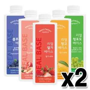 서울팩토리 딸기 망고 청포도 블루베리 유자 복숭아 패션후르츠 리얼베이스 1.2kg (2개1세트)