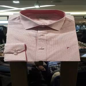 [피에르가르뎅캐주얼] PJDS3991.75레드미니체크긴팔슬림핏