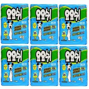 [요요쉬] 강아지 배변패드 스카이 대형 20매 x 6개묶음