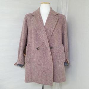 한섬 SJSJ 핑크 헤링본 멜란지핑크 반코트 루즈핏 44-55