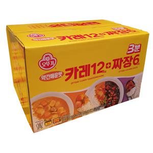 오뚜기 3분 약간매운맛 카레 200G 12개+ 3분짜장 200G 6개 세트 코스트코