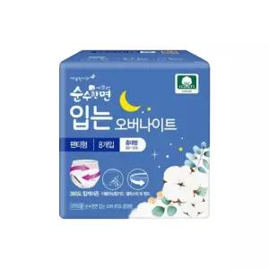 깨끗한나라 순수한면 입는오버나이트 중대형 8P 생리대