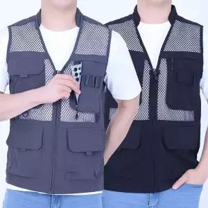 꽃중년 봄 여름 작업조끼 망사 작업복 상의 노가다 배달 작업용 아이스 쿨링 포켓 다용도 주머니 빅사이즈