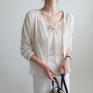 코디만점 여름 린넨 가디건 나시 세트 휴가룩