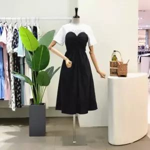 [대구백화점] [4CUS]배색 포인트 셔링 롱원피스(FM3E7OP04194)