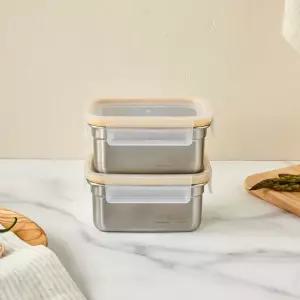 [모던하우스] 뉴강력밀폐 스텐락 직사각 350ML 2p세트 옐로우