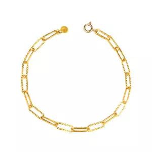 [한국금다이아몬드] 순금 팔찌 24K 여자 금팔찌 컷팅 클립 체인 3.75g 18K장식