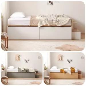 퀸사이즈 무헤드침대프레임 서랍형 수납침대 계단세트