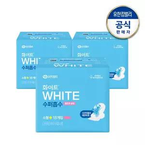 [화이트] 수퍼흡수 생리대 중형18/대형16/오버14 x3