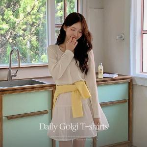 핫핑 로야드 스퀘어넥 루즈핏 골지티셔츠