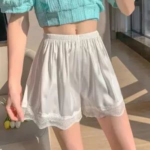 [오노마] ONM 여자 실키 원단 홈웨어 밑단 레이스 디테일 속바지