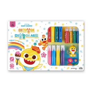 [마이리틀타이거] 아기상어 미술놀이세트 (스티커 도장 물감 반짝이풀 크레용 활동지) 조카선물 생일선물