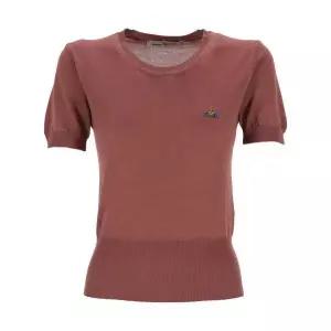 [비비안웨스트우드] 베아 자수 로고 반팔 니트 로즈 1803002Q Y001A 72179824