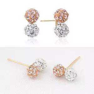 14K 골드 큐빅 미러볼 금 귀걸이-WB831CF