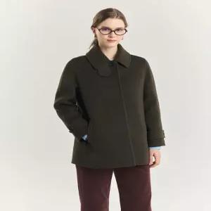 헤지스 여성 24FW [클리어런스][캐시미어] 카키 발마칸 하프 코트 HSCO4D914K2