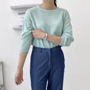 ONM 베이직 카라넥 나그랑 여자니트 여자니트티 정장 봄