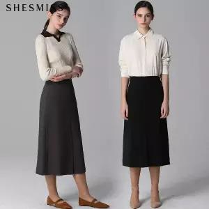 [쉬즈미스]SHESMISS)] 사이드버튼 미디 스커트 (택가격:198000원)