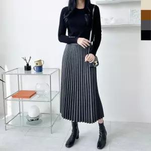 ONM KYI SH8939 맥시 플리츠 주름 롱스커트