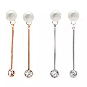 진주 오스트리아 투웨이 큐빅스틱 은침 드롭귀걸이-W1BB6DC