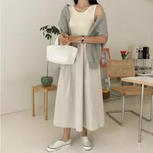 [시크릿라벨] 심플슬리브리스플레어원피스