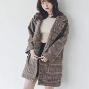 ONM 여성 체크 모직 자켓 하프기장 루즈핏 간절기 아우터