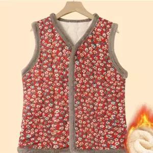 ONM 여자 겨울 촌캉스 시골 패션 김장 털 조끼 꽃무늬