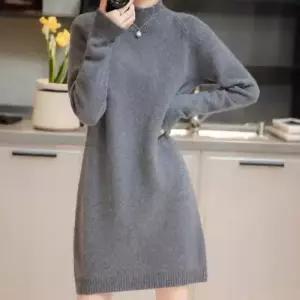 ONM 여성 반목 폴라 원피스 하프넥 부드러운 니트