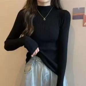 ONM 반폴라 니트 윈터 여성 목티 따뜻 슬림핏 골지 겨울