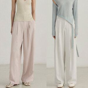 힙제이 와이드슬랙스 통바지 화이트 여성 와이드팬츠 원턱