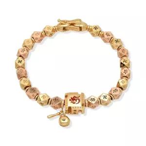 [골드모아][온주얼] 18K 불교 목탁 각볼콤비 염주팔찌