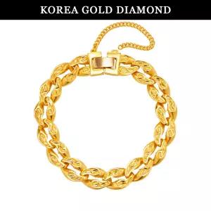 [한국금다이아몬드] 순금 팔찌 24K 남자 컷팅 웨이브 체인 금팔찌 37.5g