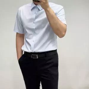 25SS 남성 쿨링 블루 슬림핏 반팔 정장 와이셔츠 BUWSZ2TD62