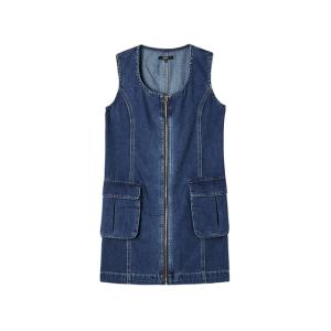 앞지퍼 건빵 포켓 민소매 데님원피스 AQ2DO565