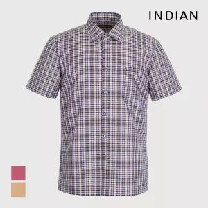 [INDIAN] 린넨블렌드 미니멀 체크 반팔셔츠_MITNSYM4131