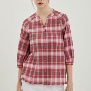 올리비아로렌 / 와이넥 체크 블라우스 VVCNL4M4286 / 애플아울렛 ( 레드 그린 )