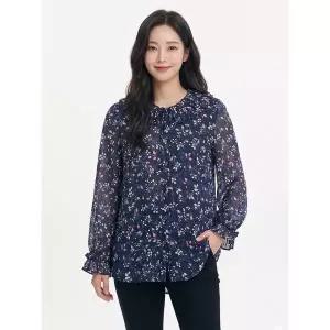 [하프클럽/크로커다일레이디]네이비 프릴 플라워 블라우스 CLCMBL103