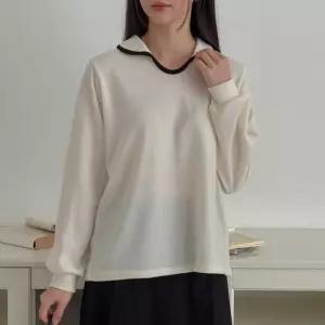 빅사이즈 501 로이라인배색카라긴팔티 DGOT686