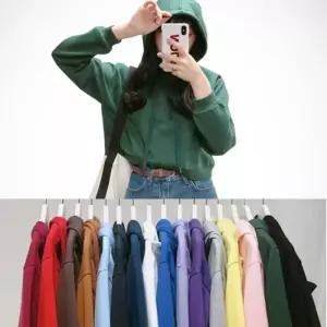 ONM 마이셀럽 학생 여성 크롭 후드 티셔츠 맨투맨 무지