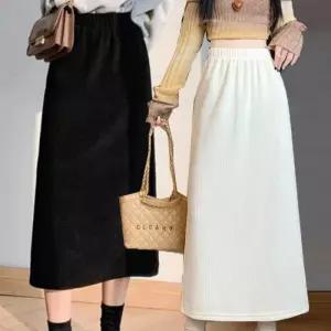 ONM 여성 기모 안감 겨울코디 코듀로이 밴딩 짱 롱 스커트