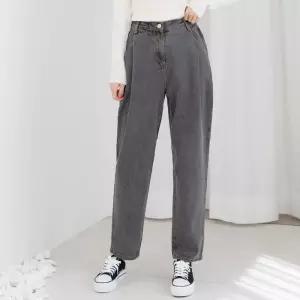 ONM 여자핀턱오버핏배기청바지_그레이