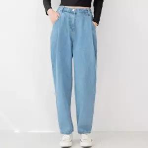 ONM 여자핀턱오버핏배기청바지_연청