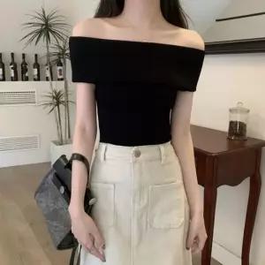 ONM 여자 모던 오프숄더 골지 여름 베이직 니트 민소매