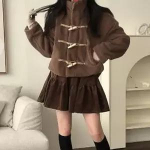 ONM 여성 겨울 포근한 뽀글이 귀여운 크롭 떡볶이 코트