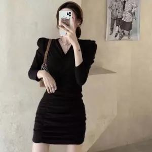 ONM 파티룩 생일룩 군살 커버 슬림핏 셔링 랩원피스