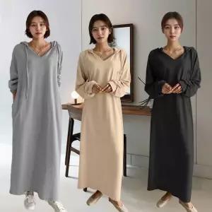 ONM 후드면 티셔츠 기본 편안한 외출복 데일리 모자원피스