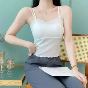 ONM 물결 여성 캡나시 더블 스트랩 캐미솔 캡내장 끈나시