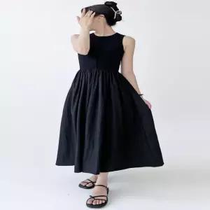 ONM 여성 레이어드 민소매 슬리브리스 롱원피스