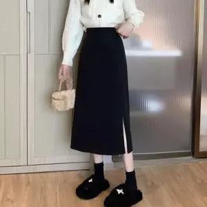 ONM 40대 5부 20대 편안한 오피스룩 밴딩 정장스커트 롱